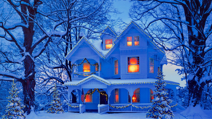 Christmas Holiday Winter Snow House Wallpaper 11588 - Baltana