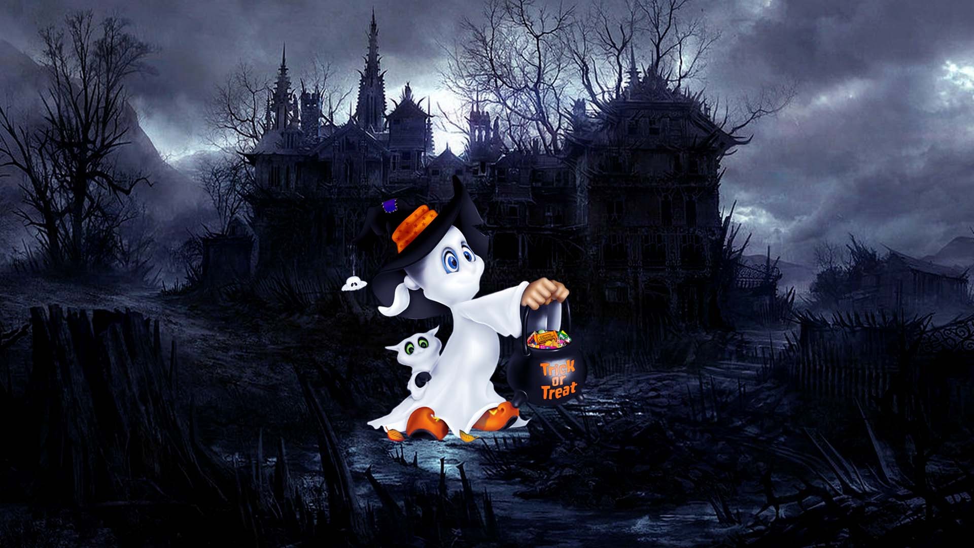 Halloween Ghost Background Wallpaper.