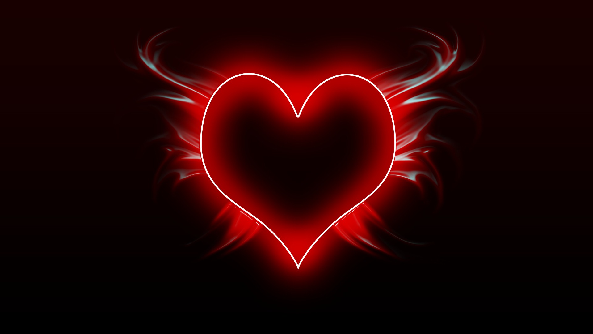 Red Glowing Heart Background Wallpaper.