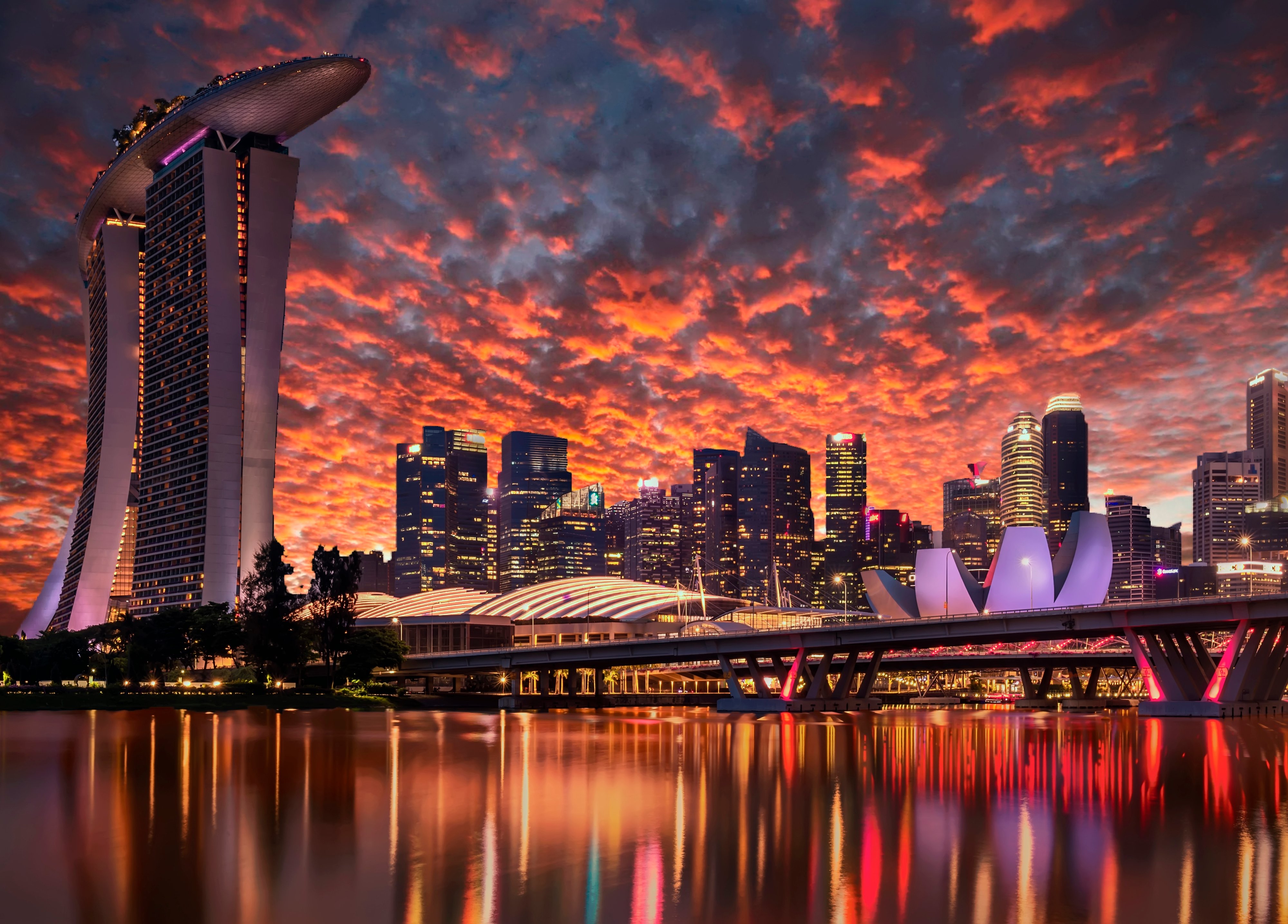 Singapore Skyline Background Wallpaper 
