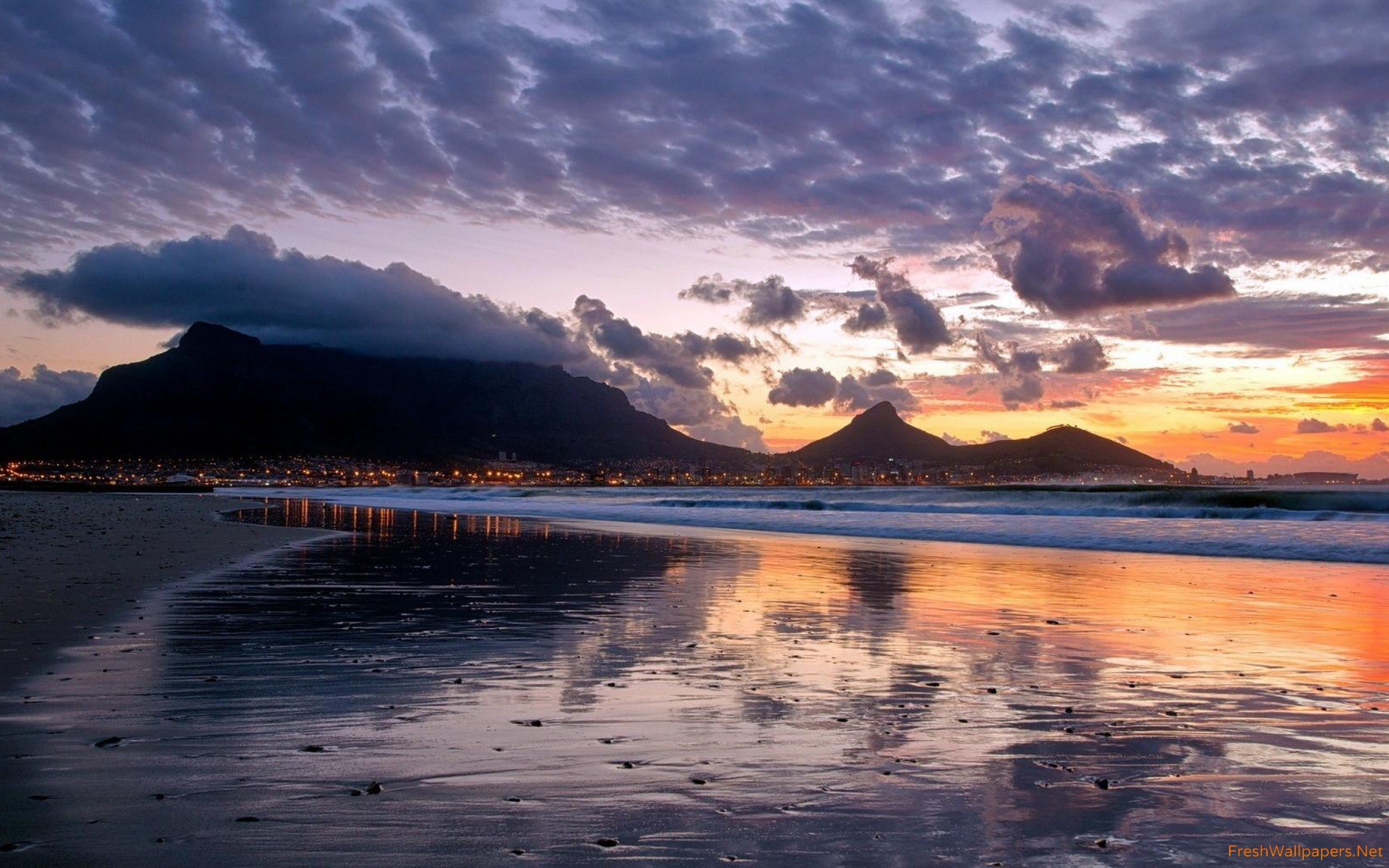 Table Mountain Beach HD Desktop Wallpaper 