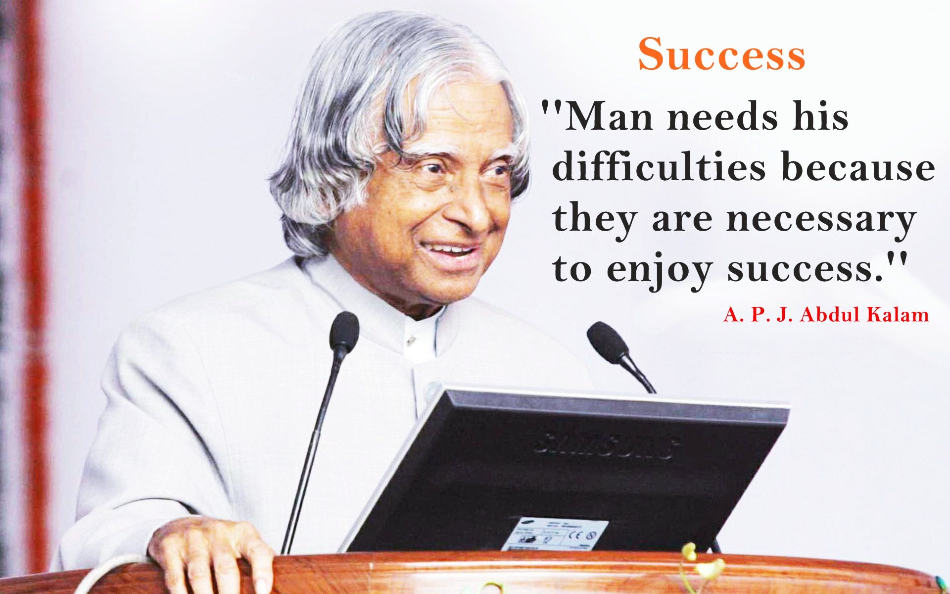 Dr APJ Abdul Kalam Success Quotes Wallpaper 