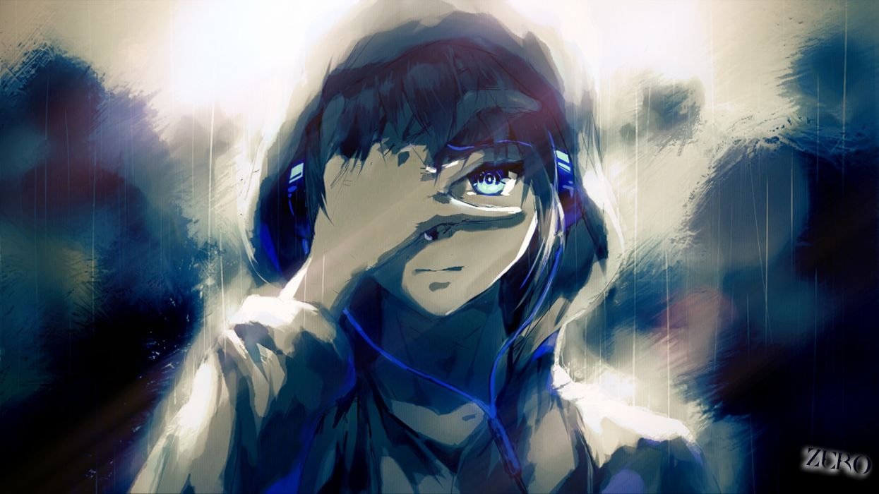 Anime Girl With Headphones Manga Series HD Background Wallpaper 