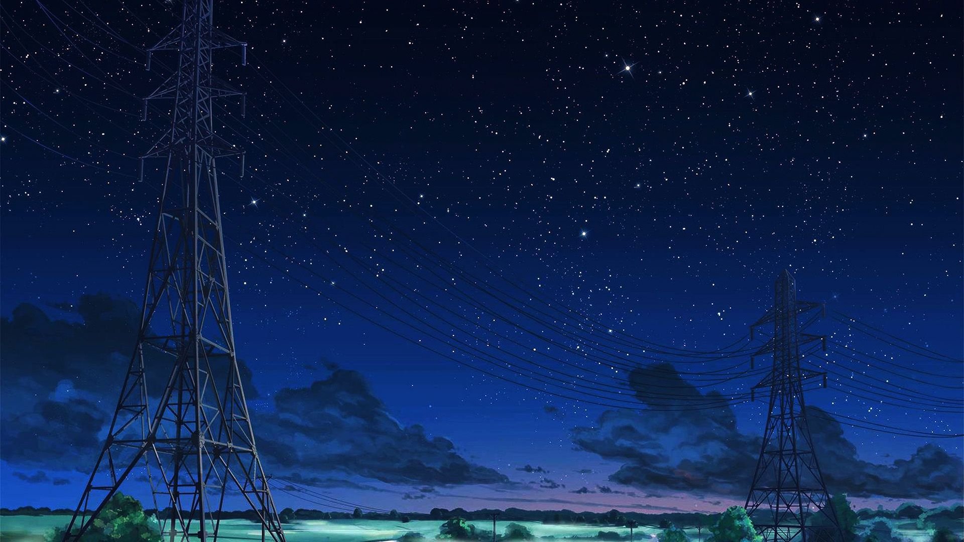 HD wallpaper: anime, night sky, stars, rooftops | Wallpaper Flare