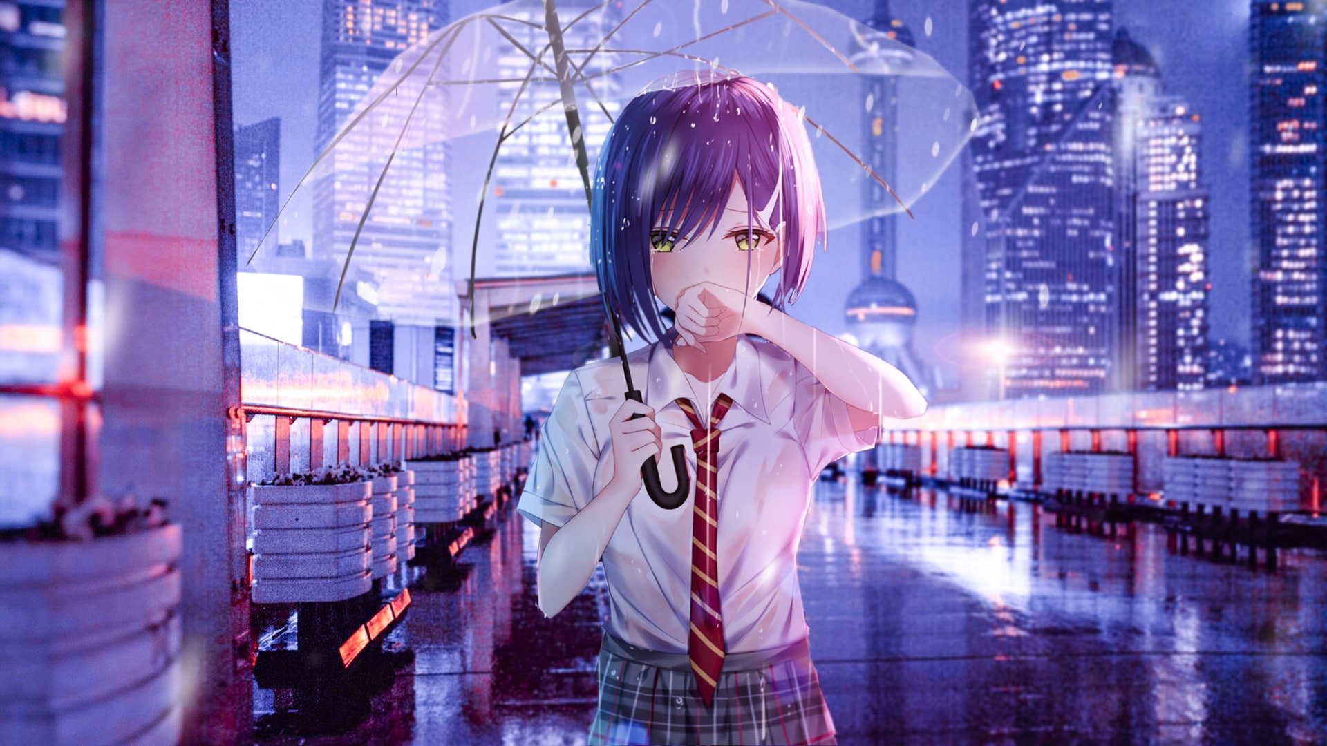 Anime Rain Desktop Wallpaper 