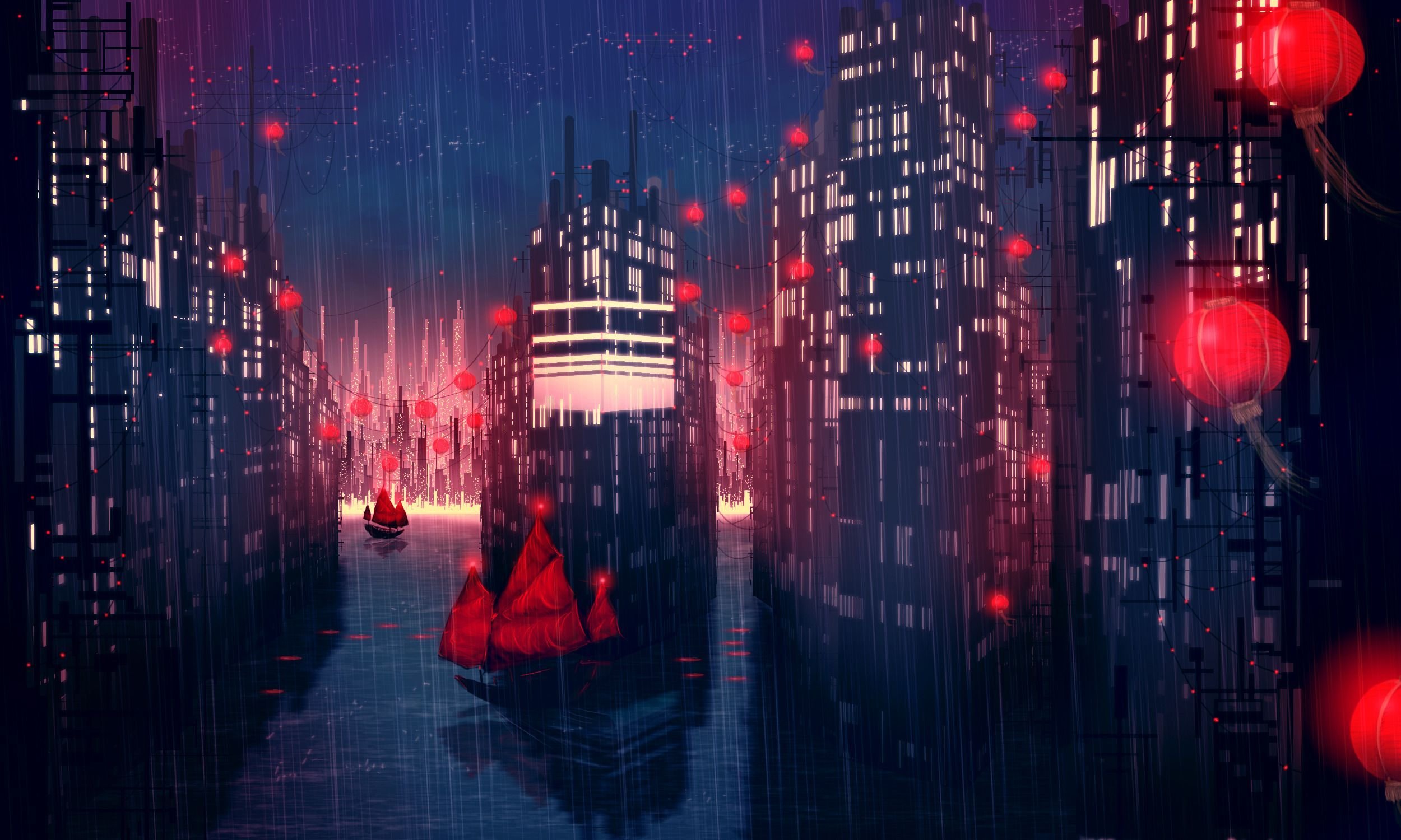 Anime Rain HD Desktop Wallpaper 
