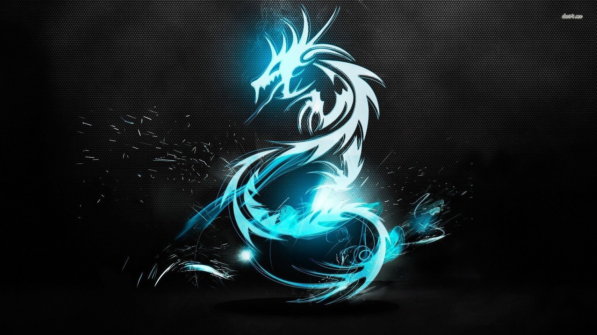 Blue Dragon Dark Background Wallpaper 