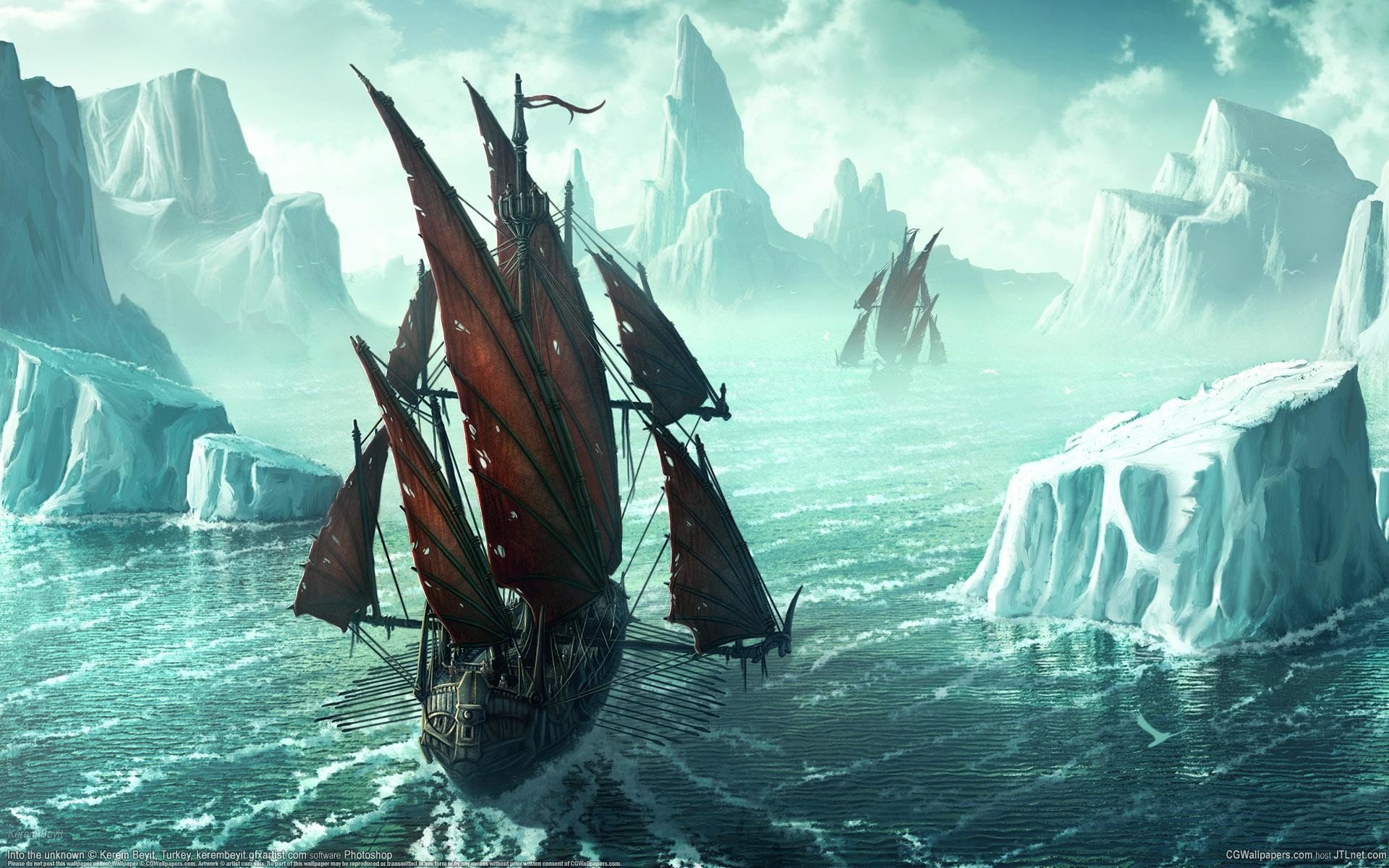 Fantasy Ship Cool Background Wallpaper 