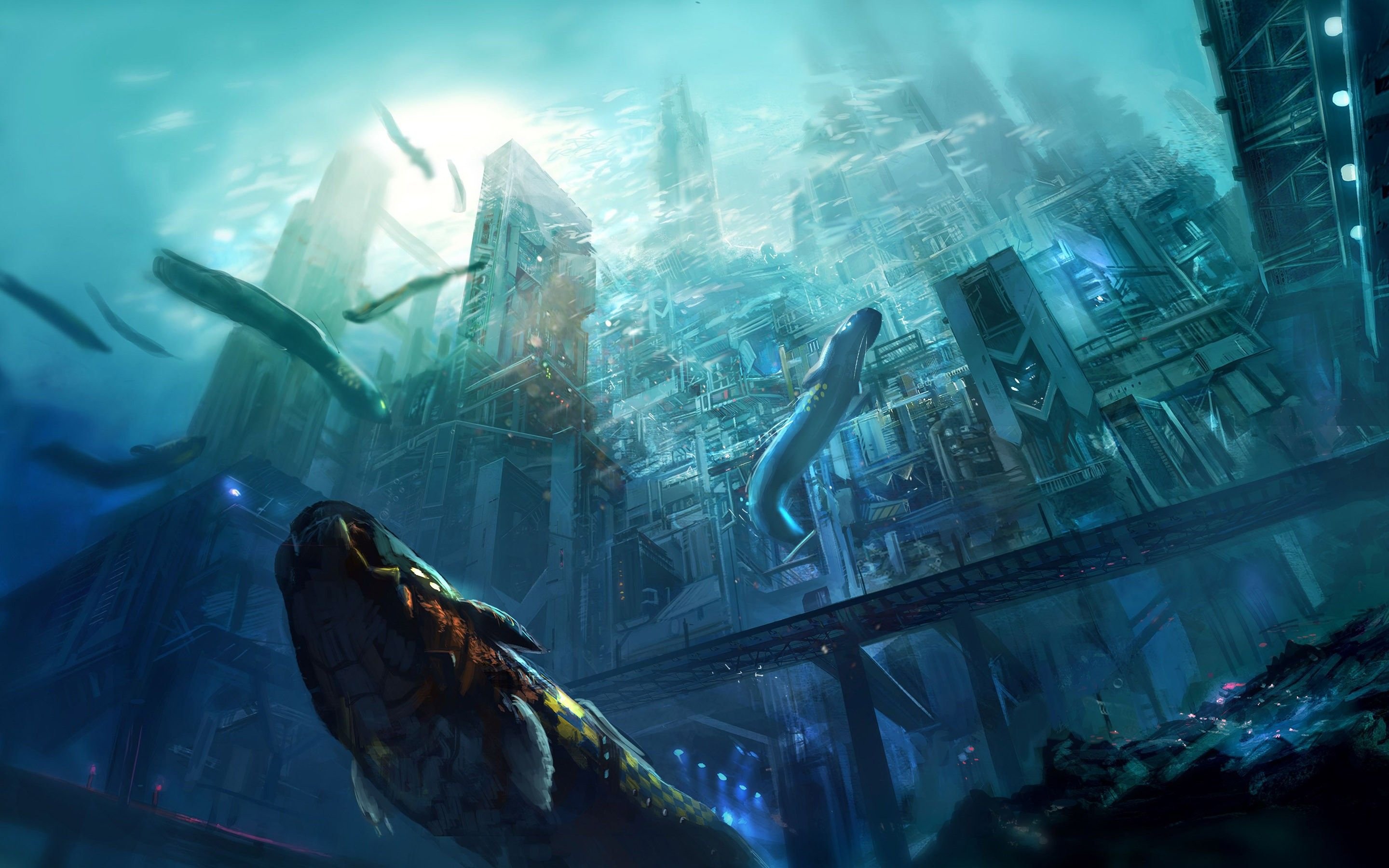 Fantasy Underwater Dark Desktop Wallpaper 