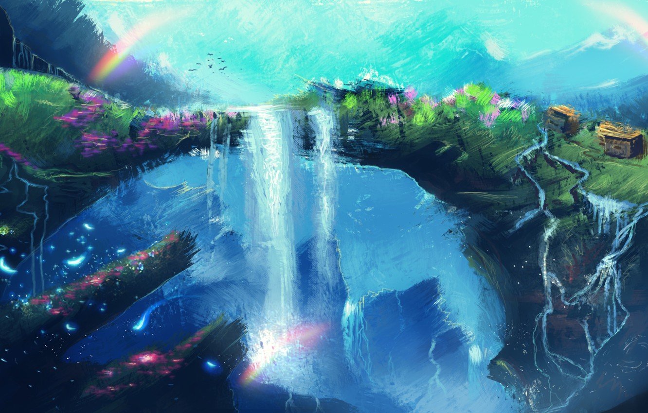 Fantasy Waterfall Background Wallpaper 