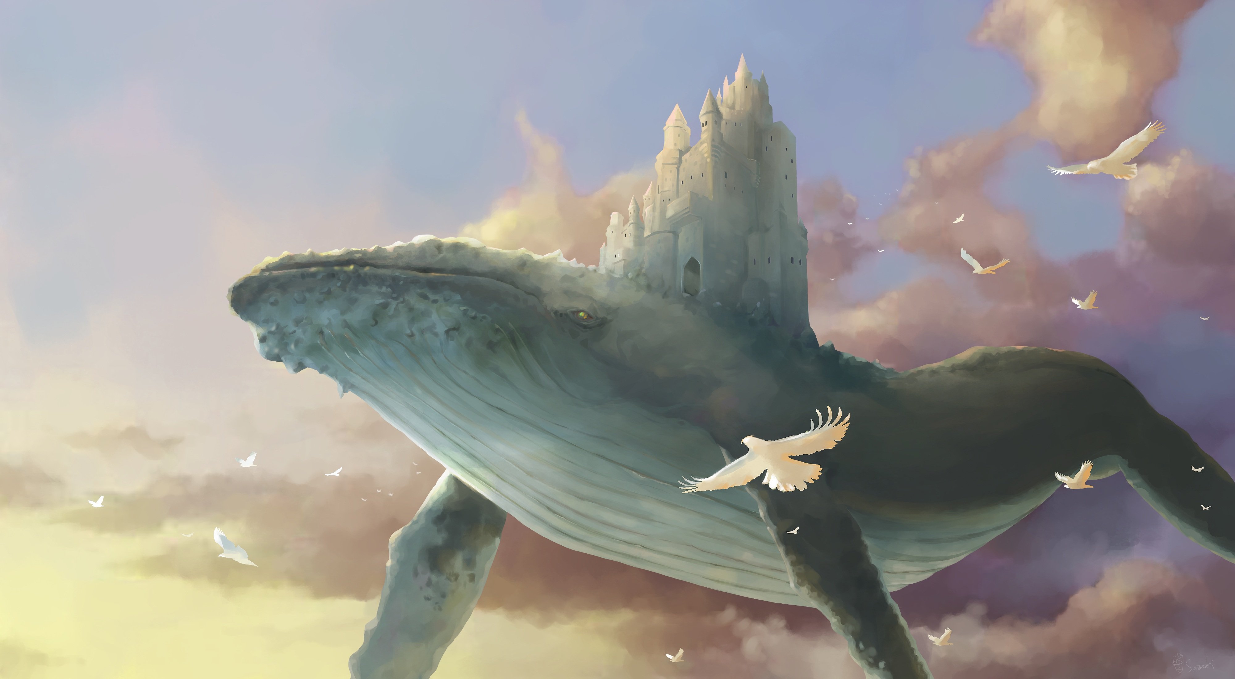 Fantasy Whale Desktop Wallpaper 