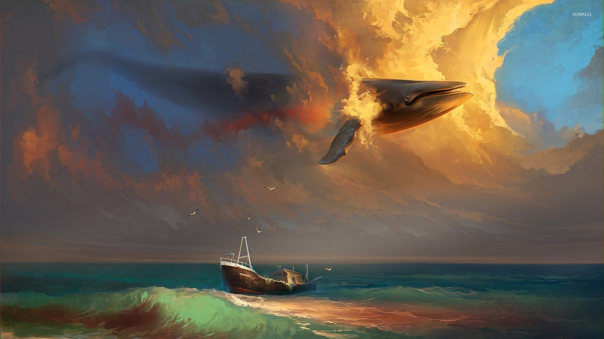 Fantasy Whale HD Desktop Wallpaper 