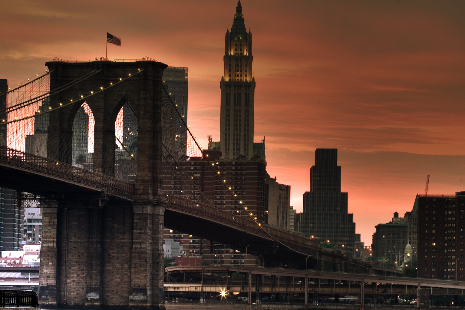 Brooklyn Bridge Sunset HQ Desktop Wallpaper 