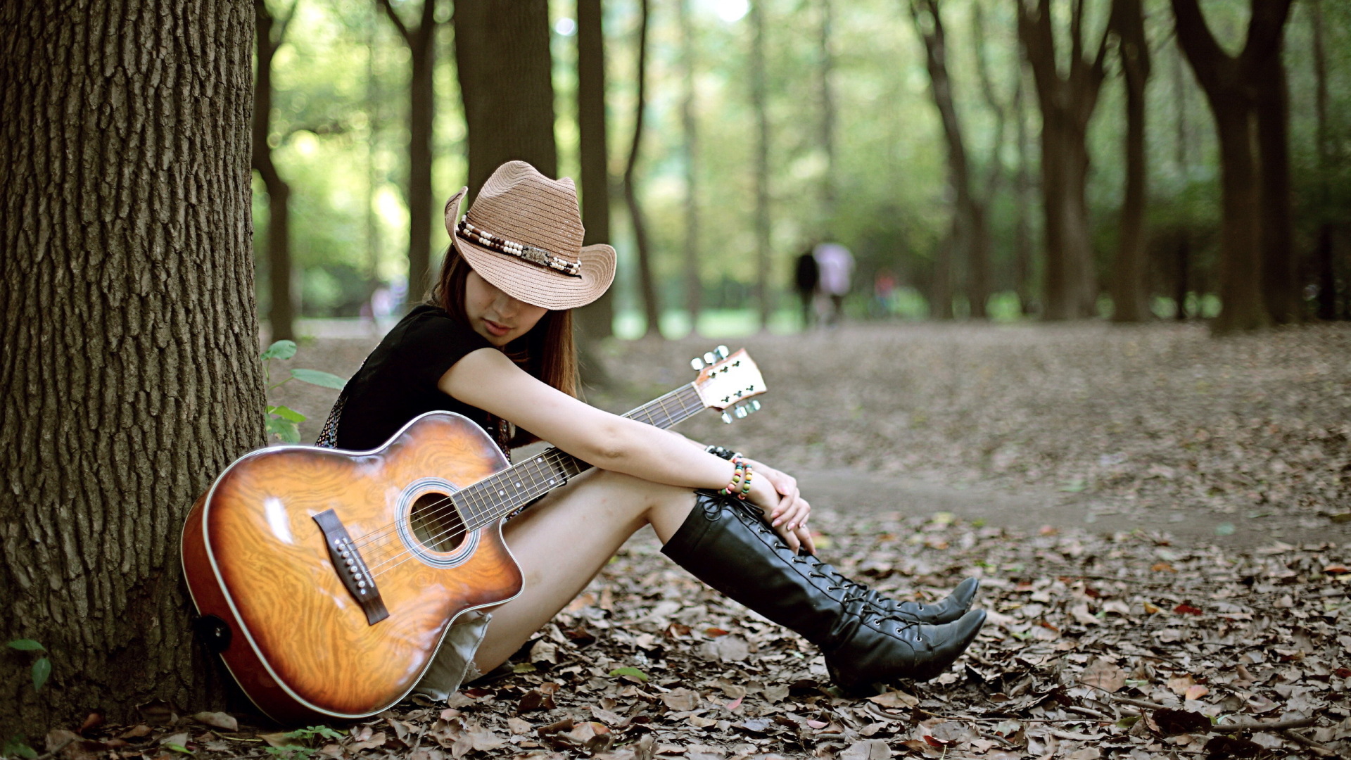 Guitar Girl Background Wallpapers 