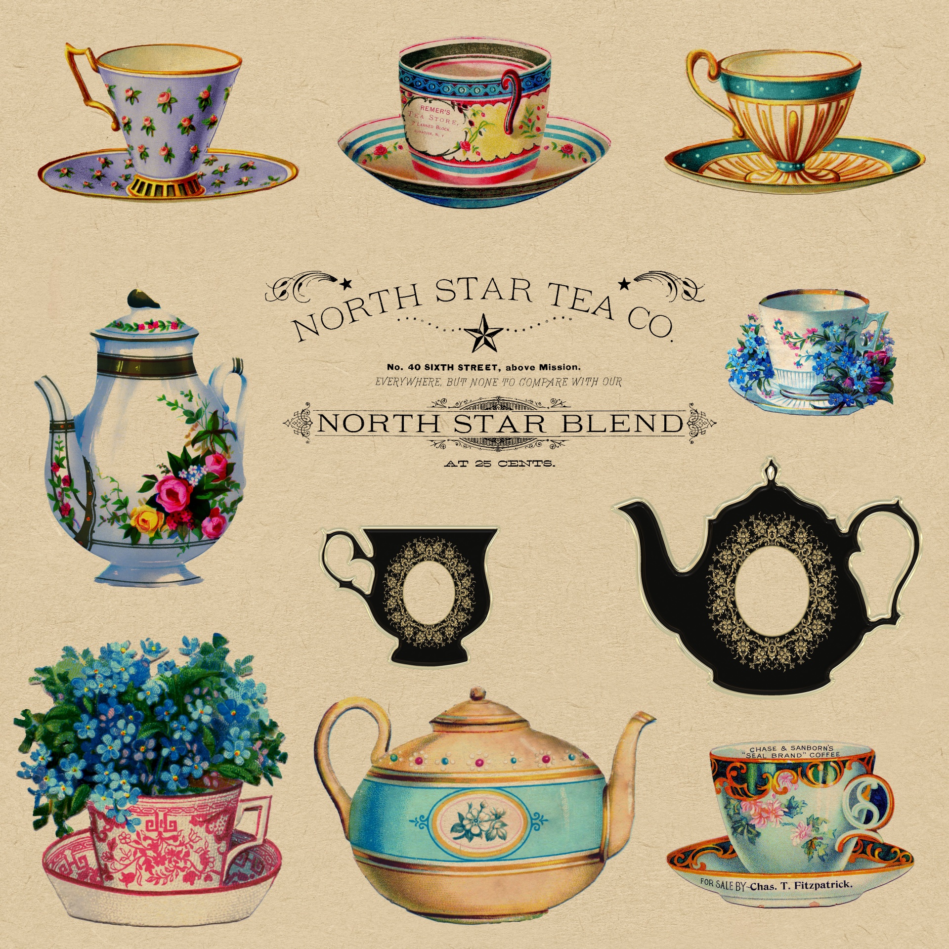 Vintage Tea Cup Desktop Wallpaper 