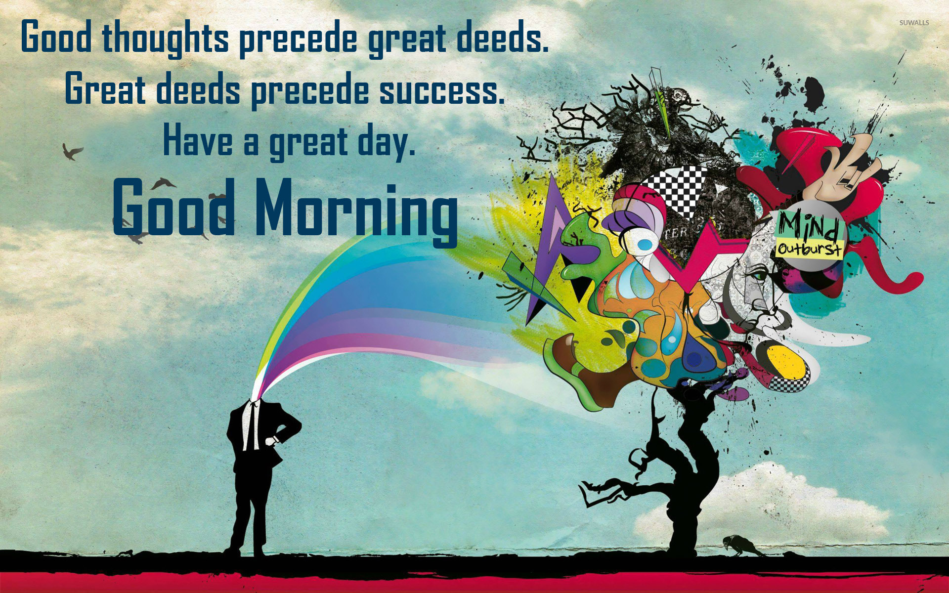 Good Thoughts Good Morning Message Wallpaper 