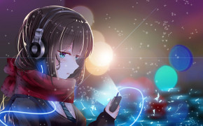 Anime Girl With Headphones Wallpaper HD 105542