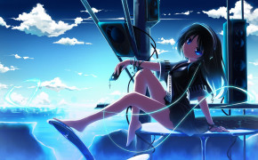 Anime Girl With Headphones Desktop HD Wallpaper 105535