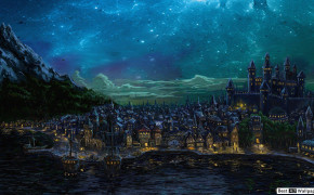 Fantasy City Dark Background Wallpaper 111245