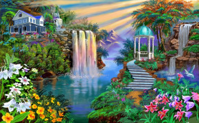 Fantasy Waterfall HD Desktop Wallpaper 112064