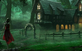 Fantasy House Dark Background Wallpaper 111456