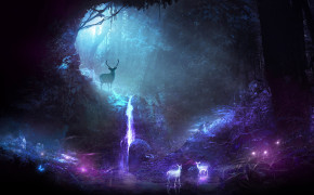 Fantasy Waterfall Dark Background Wallpaper 112085