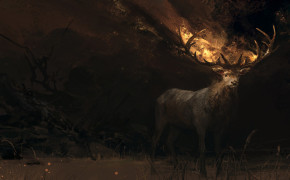 Fantasy Deer Dark Desktop Wallpaper 111304