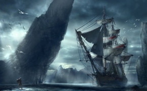 Fantasy Ship Background Wallpaper 111867