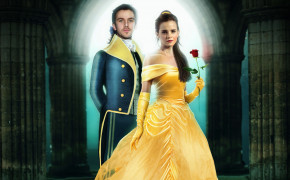 Dan Stevens Emma Watson Holding Rose In Beauty And The Beast Wallpaper 11499