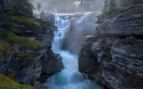 Athabasca Falls Waterfall High Definition Wallpaper 117319