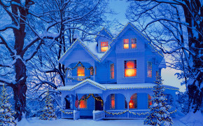 Christmas Holiday Winter Snow House Wallpaper 11588