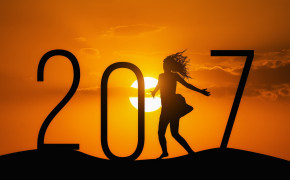 2017 New Year Silhouette Girl Wallpaper 11900