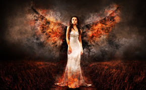Woman With Fire Wings Wallpaper 12528