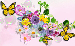 Butterfly On Flowers Wallpaper 00255