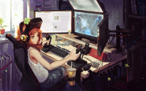 Anime Gamer Girl HD Background Wallpaper 21376