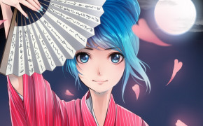 Blue Hairs Anime Girl HD Desktop Wallpaper 21515