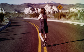 Alone Girl on Road High Definition Wallpaper 21336