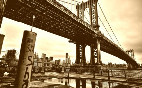 Brooklyn Bridge Sepia HD Desktop Wallpaper 23400
