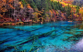 Crystalline Turquoise Lake Jiuzhaigou National Park China HD Desktop Wallpaper 27182