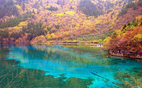 Crystalline Turquoise Lake Jiuzhaigou National Park China Widescreen Wallpapers 27188