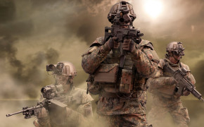 Army Soldier Attack With Modern Equipment Wallpaper
