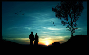 Couple See Sun Set View Wallpaper