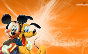 Disney Mickey Mouse Pluto Yellow Wallpaper