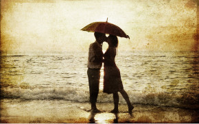 Couple Love In Rain Wallpaper