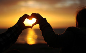 Hands Heart Sunset Love Wallpaper
