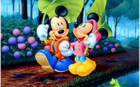 Walking Disney Mickey Mouse Minnie Mouse Wallpaper