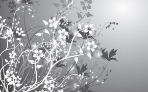 Art Flowers Silver Abstract Wallpaper 28464