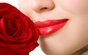 Beautiful Red Lips And Rose Wallpaper 28445