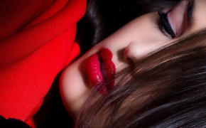 Red Lips Hairs Wallpaper 28452