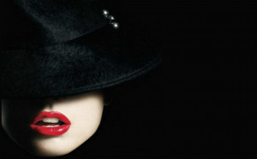 Red Lips Black Hat Wallpaper 28450